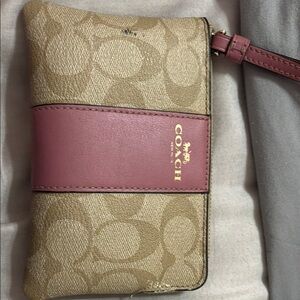 Coach Beige and Mauve Wristlet